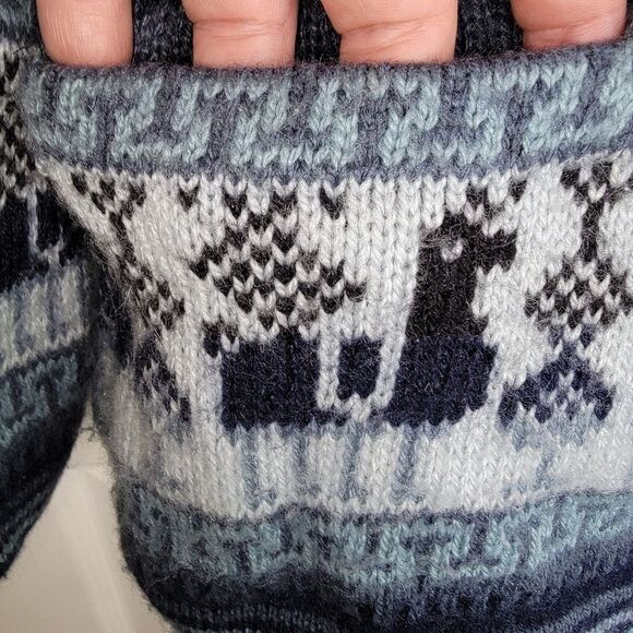 Archoi's Sweater Peruvian Alpaca Print Wool Full zip cardigan sweater medium - Picture 4 of 6